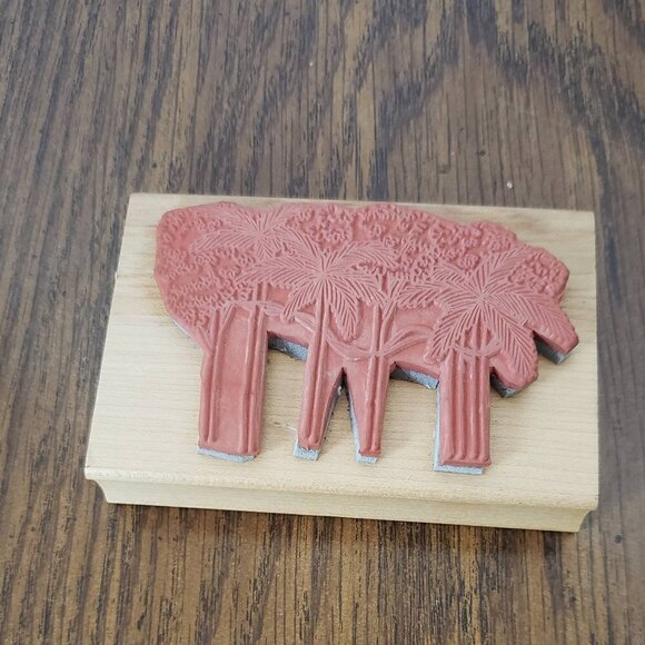 Double D Wood Mounted Tropical Oasis Trees and Palms Rubber Stamp H2120 - Picture 2 of 8